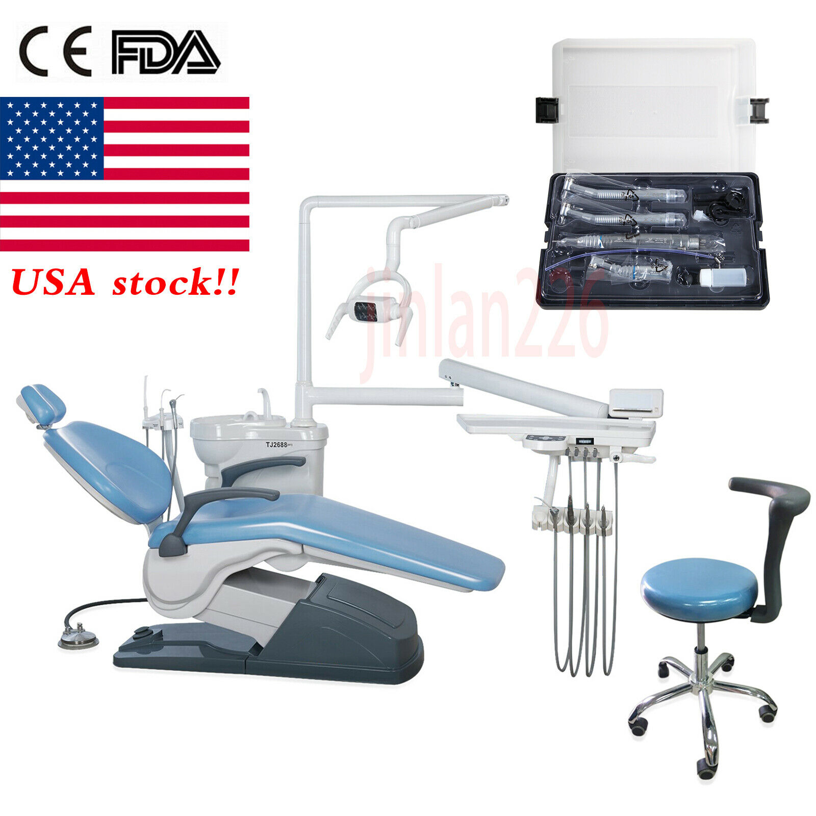 Dental Unit Chair Hard Leather Computer Controlled DC Motor+Stool+High ...